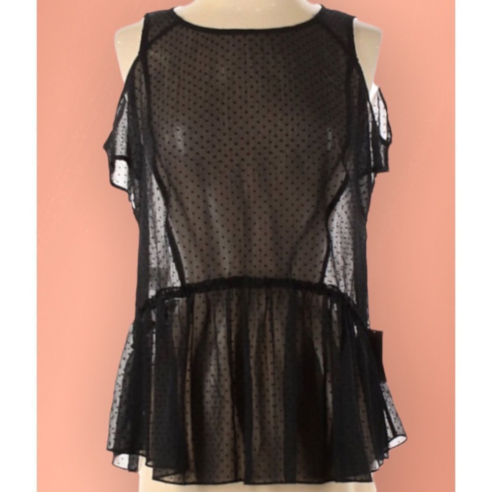 RACHEL Rachel Roy Women’s black Lace Short Sleeve Top Size Small